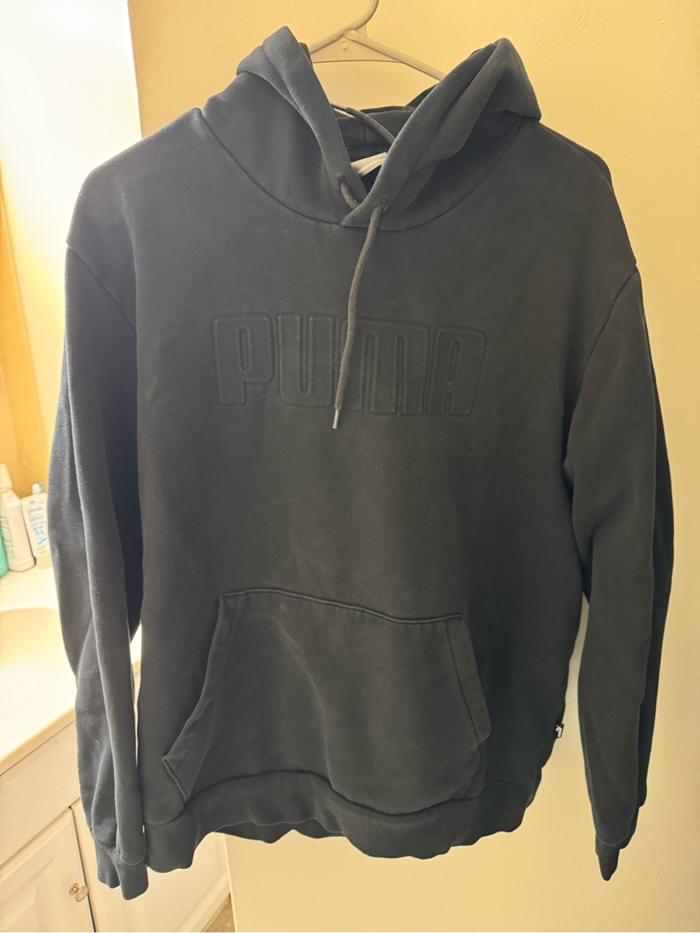 Puma Black Embossed Logo Pullover Hoodie